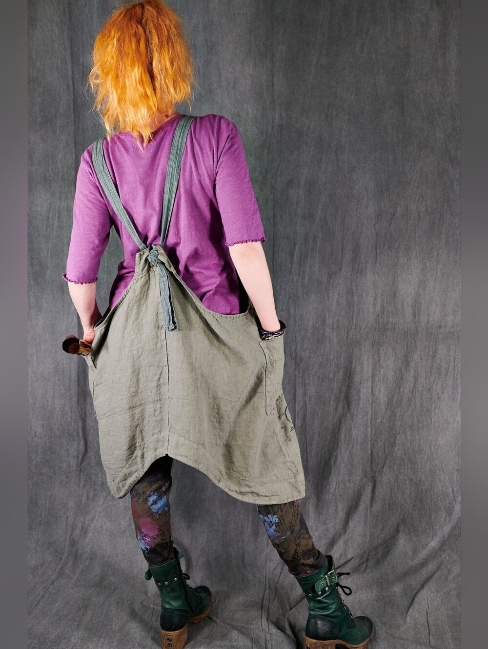 Blue Fish Linen Celestial MERCURY PHASES Midlayer Pinafore Dress | Lagenlook - Picture 2 of 12